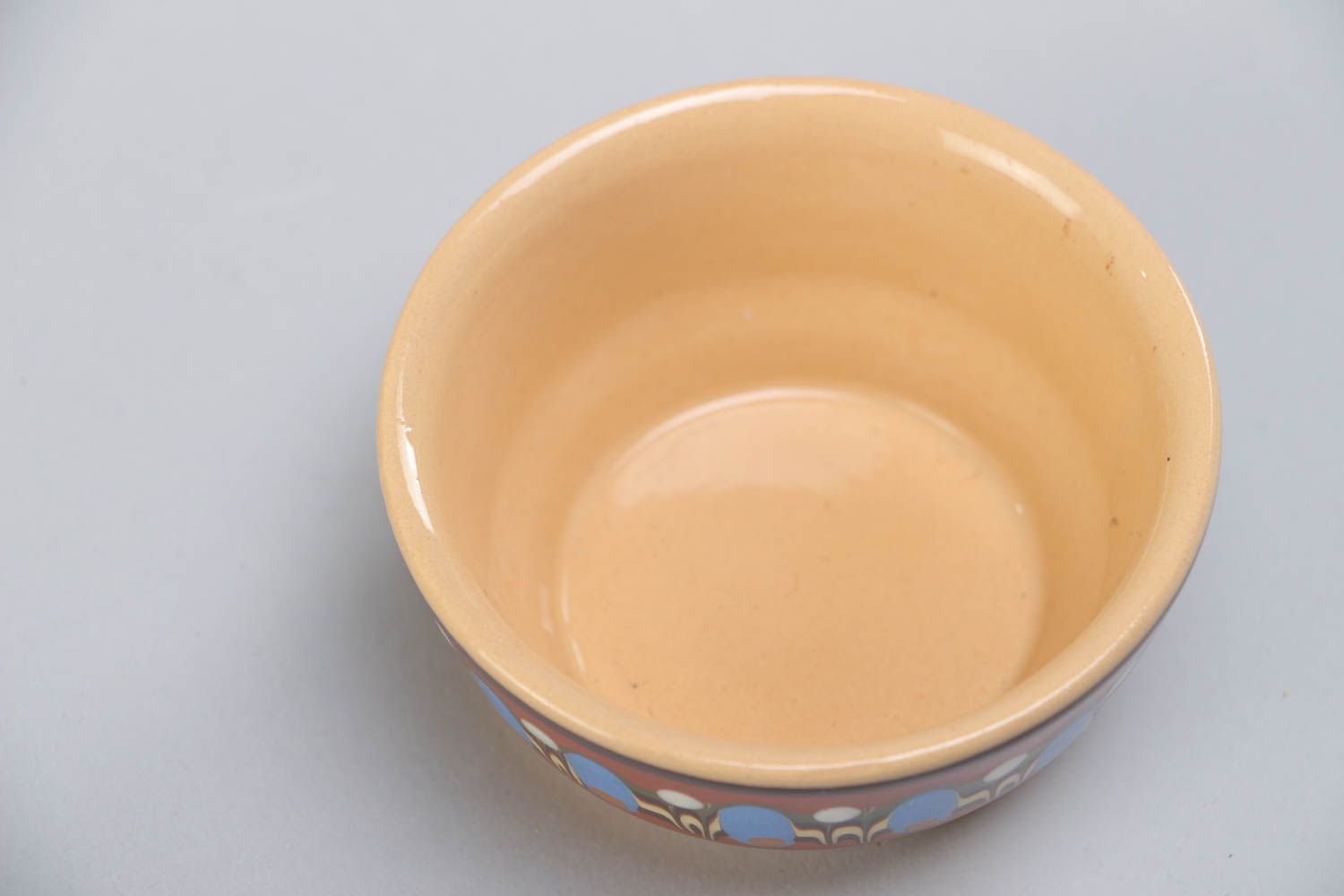 Small beautiful ceramic bowl for sauces painted with colorful glaze 70 ml photo 3
