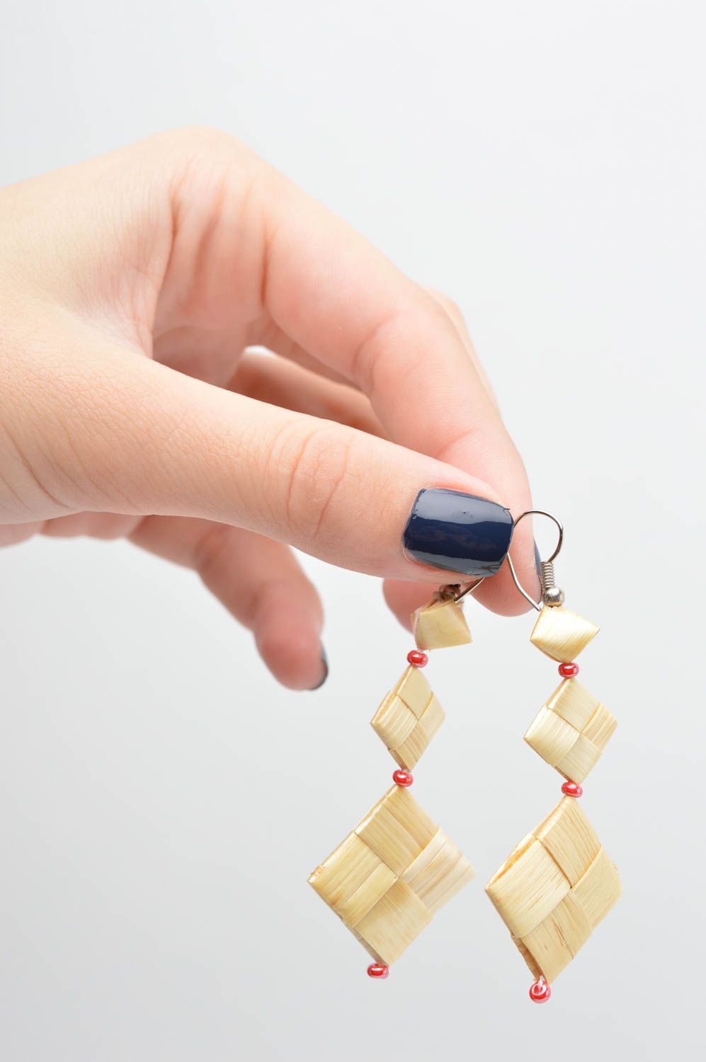 Handmade earrings with charms designer beaded earrings feminine jewelry photo 5