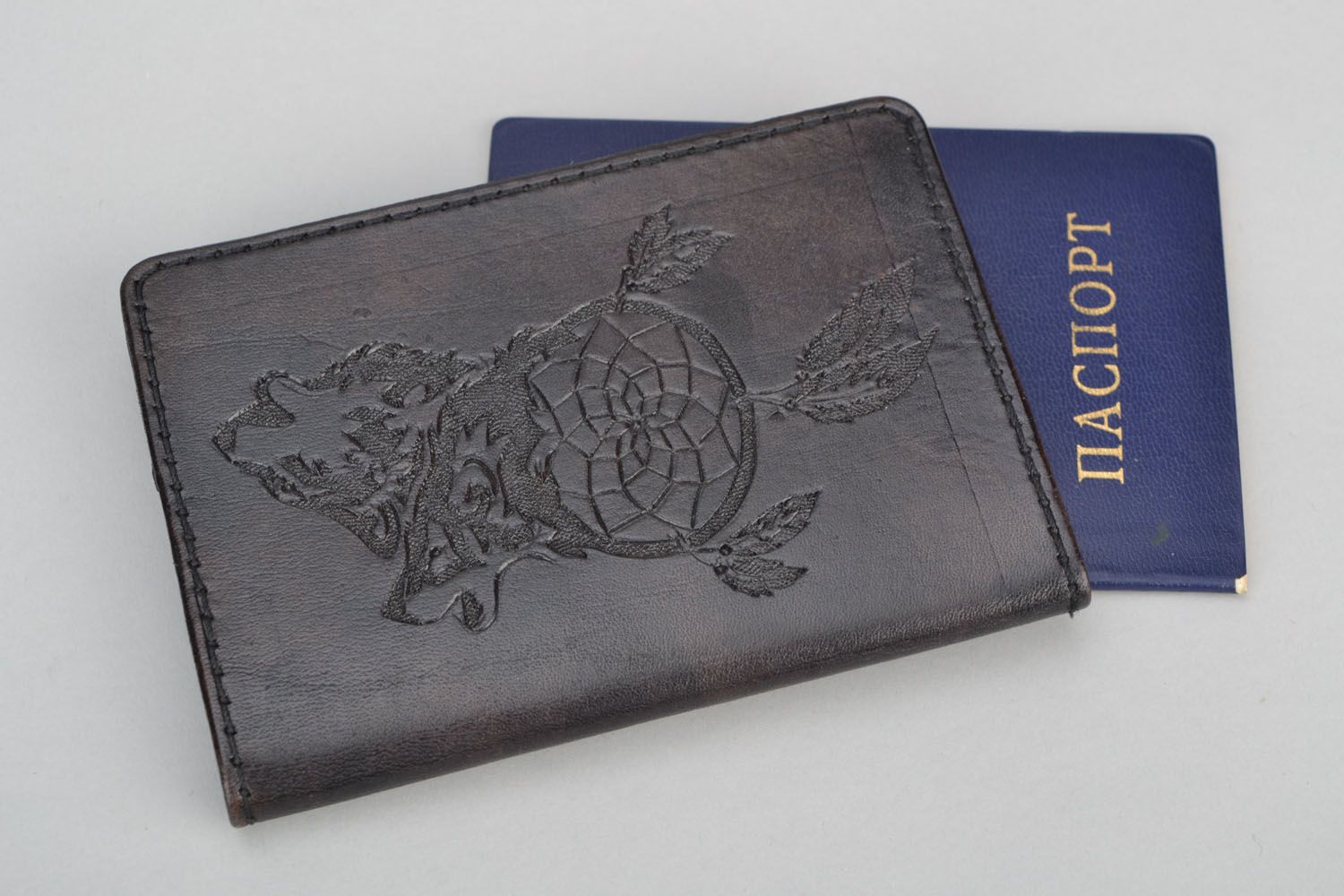 Étui pour passeport en vrai cuir photo 1