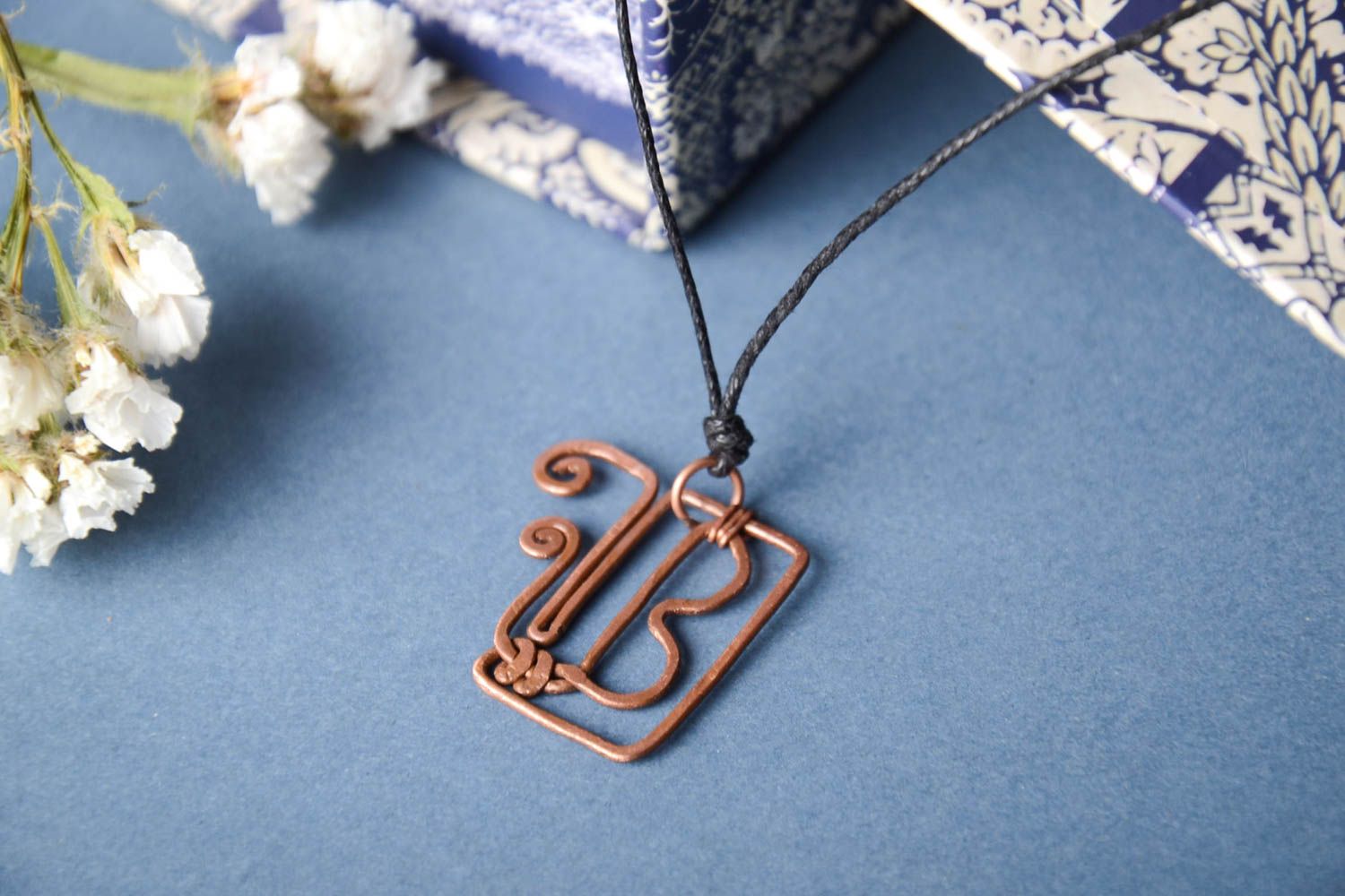 Designer copper pendant handmade pendant wire wrap jewelry stylish accessories photo 1
