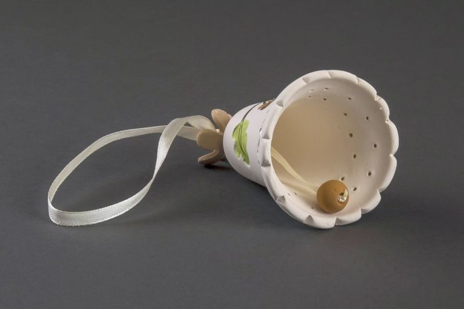 Campanello d'autore in ceramica fatto a mano campanella tenera bianca
 foto 1
