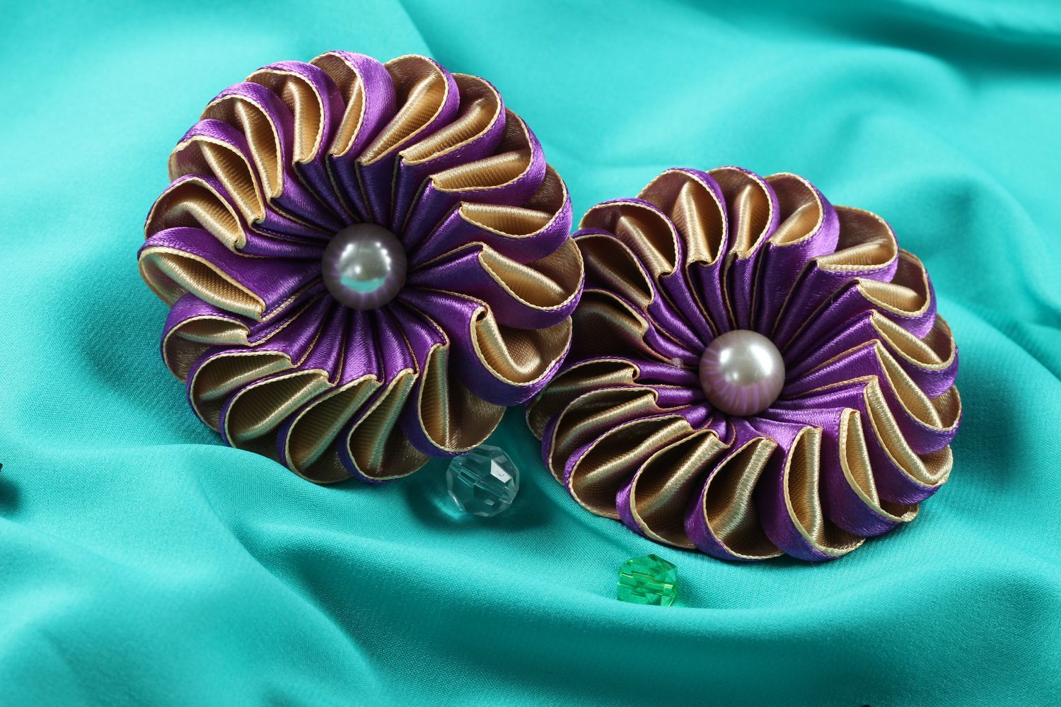 Handmade Schmuck Blumen Haargummis bunt Mädchen Haarschmuck originell lila foto 1