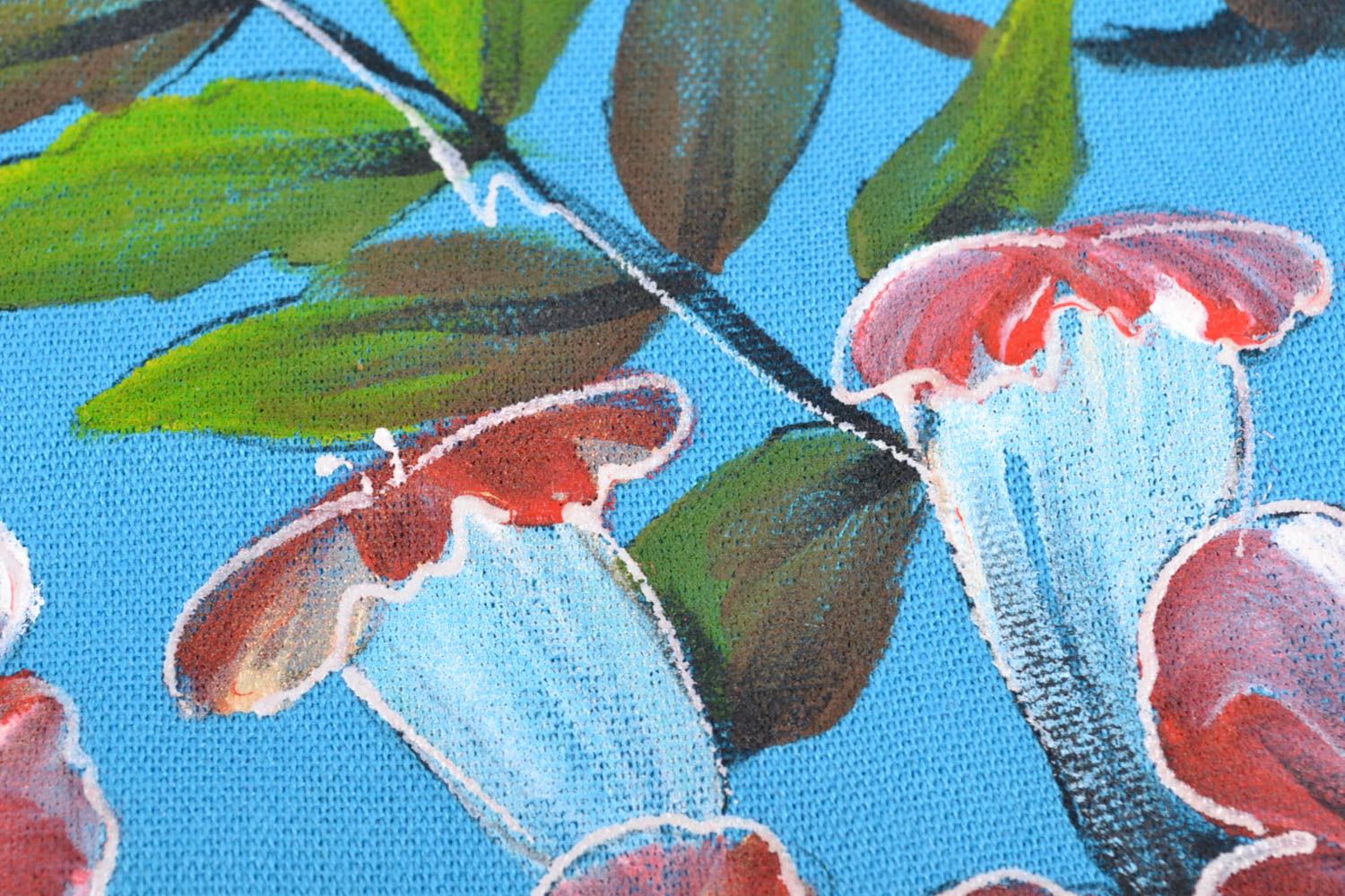 Bufanda de cachemir con pintura de color azul foto 3