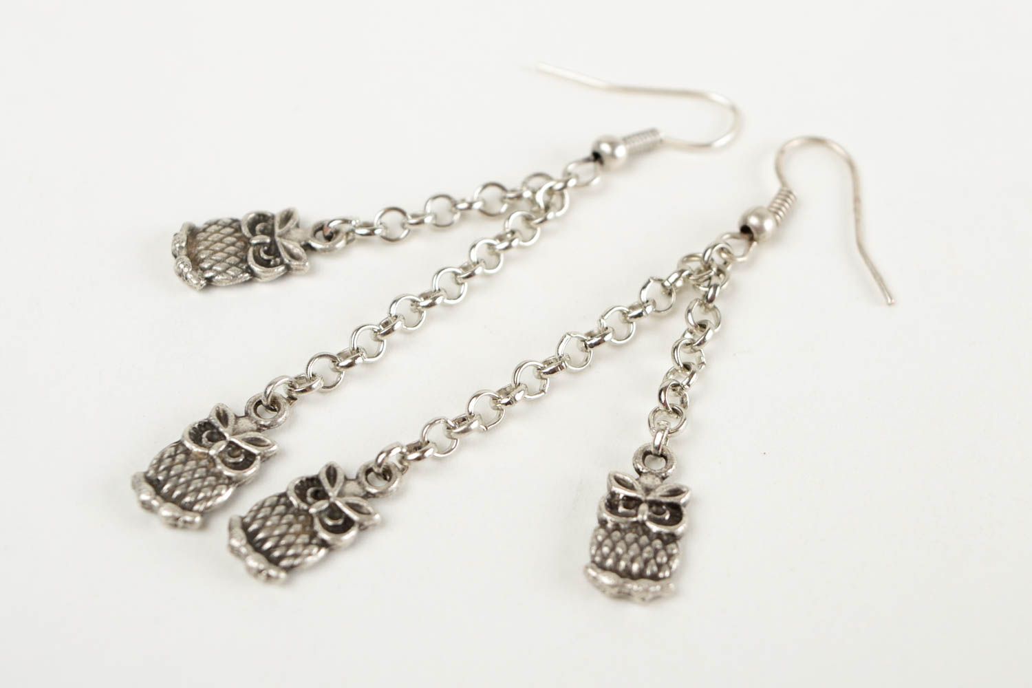 Handmade metal earrings long designer accessories women fashion gift idea  photo 4
