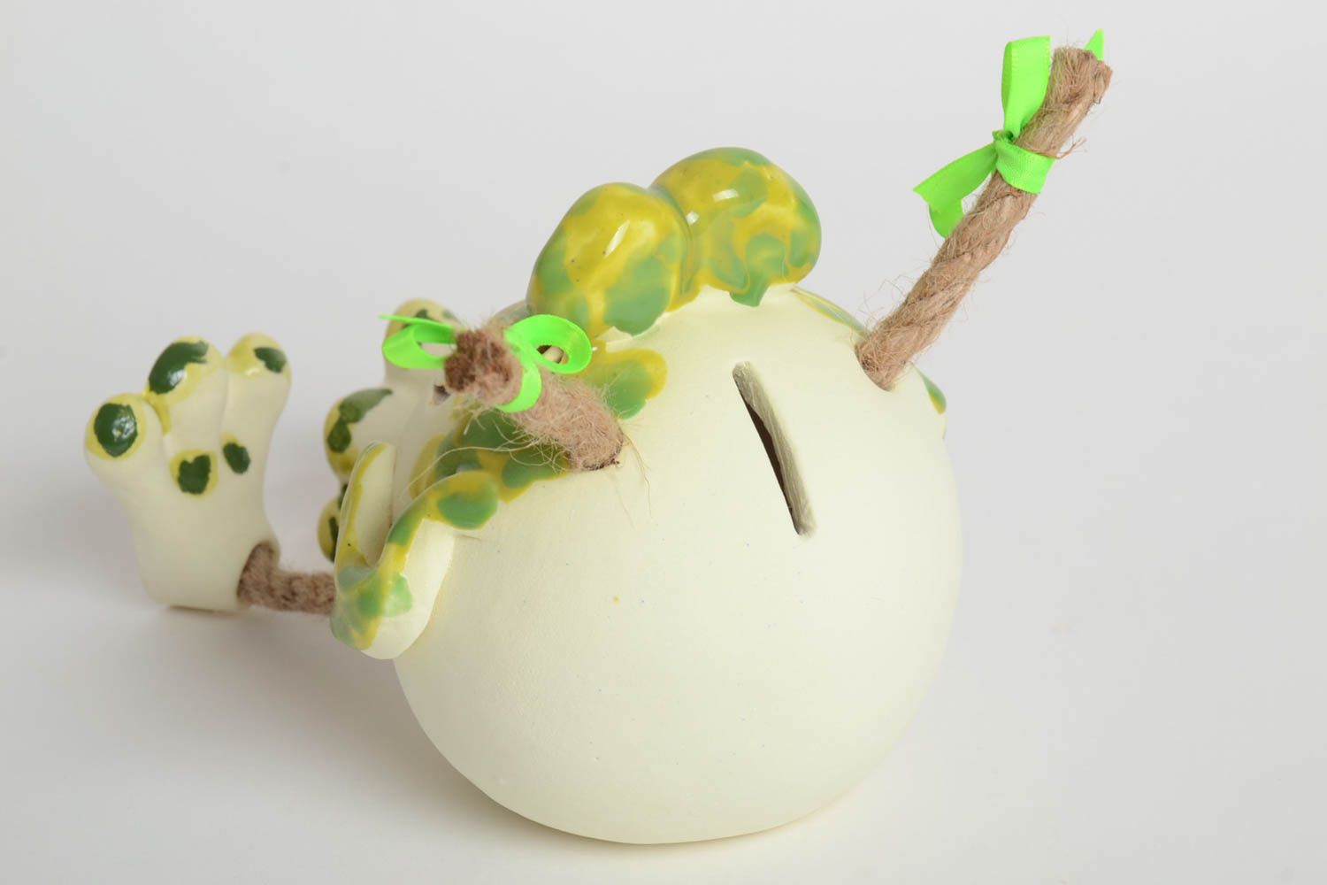 Lustige Spardose handgemachte Keramik Ton Deko Geschenk für Kinder Frosch bunt foto 4