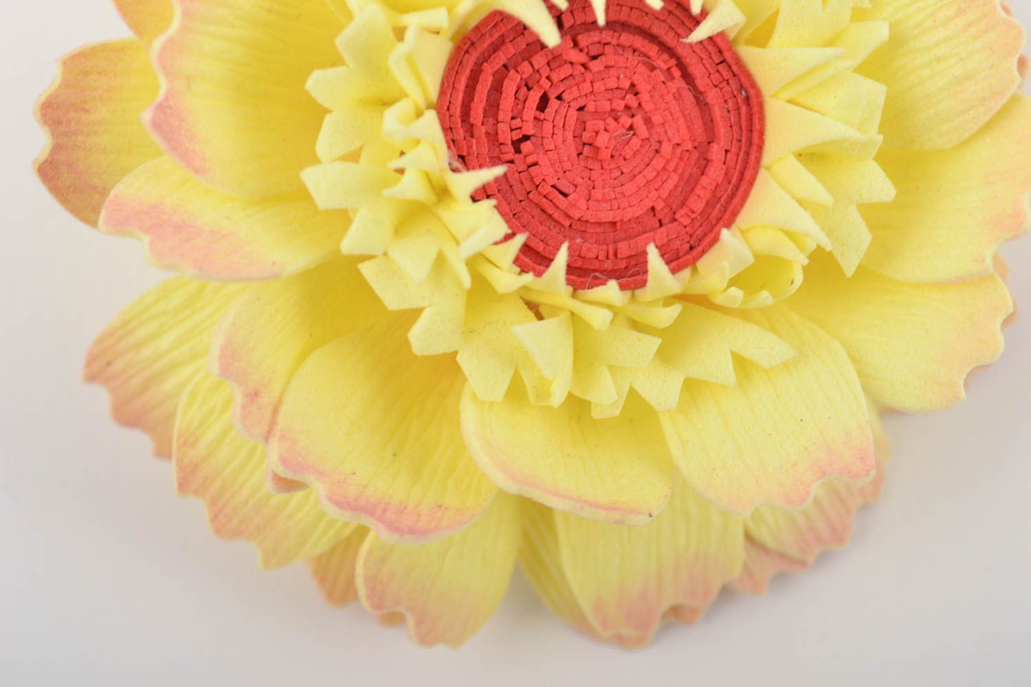 Barrette broche fleur jaune faite main en foamiran accessoire originale photo 8