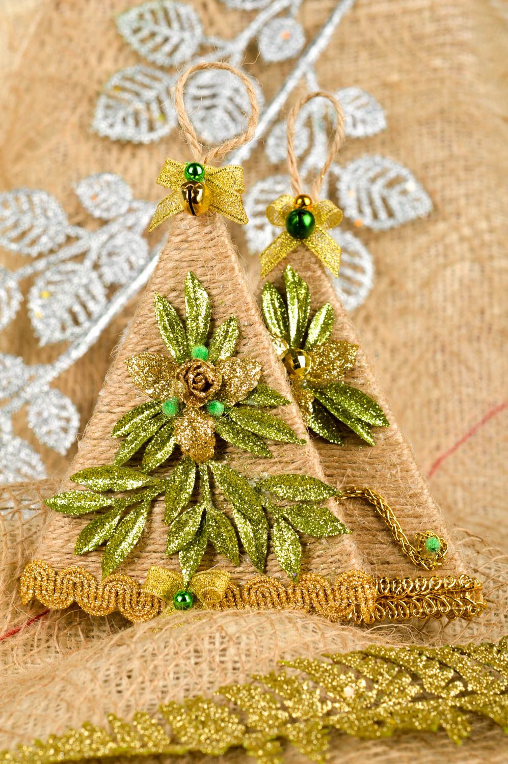 Décorations Noël fait main Objets décoratifs à suspendre 2 sapins Cadeau Noël photo 1