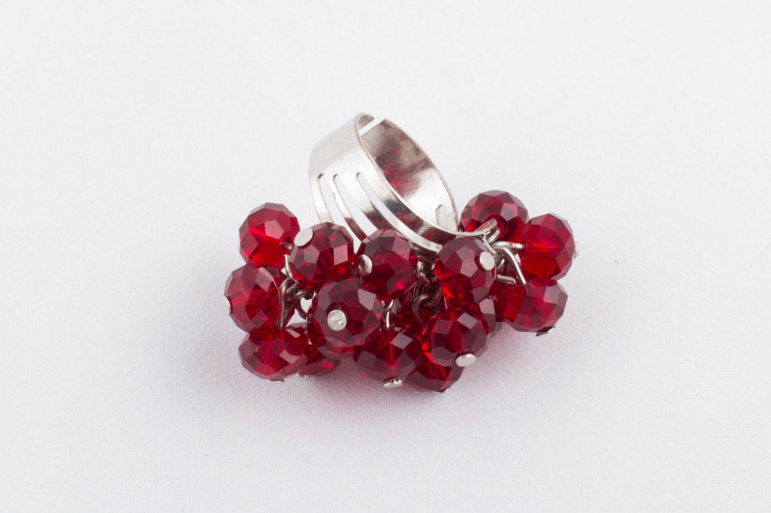 Стильное кольцо с натуральным камнем авторской работы красное для женщин подарок фото 2