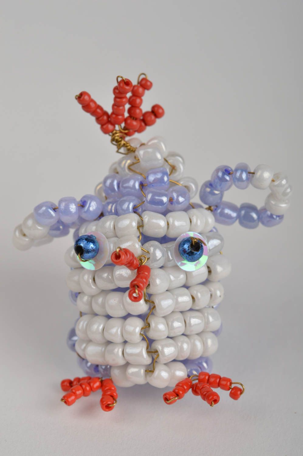 Marionnette à doigts en perles de rocaille en forme de poulet faite main photo 2