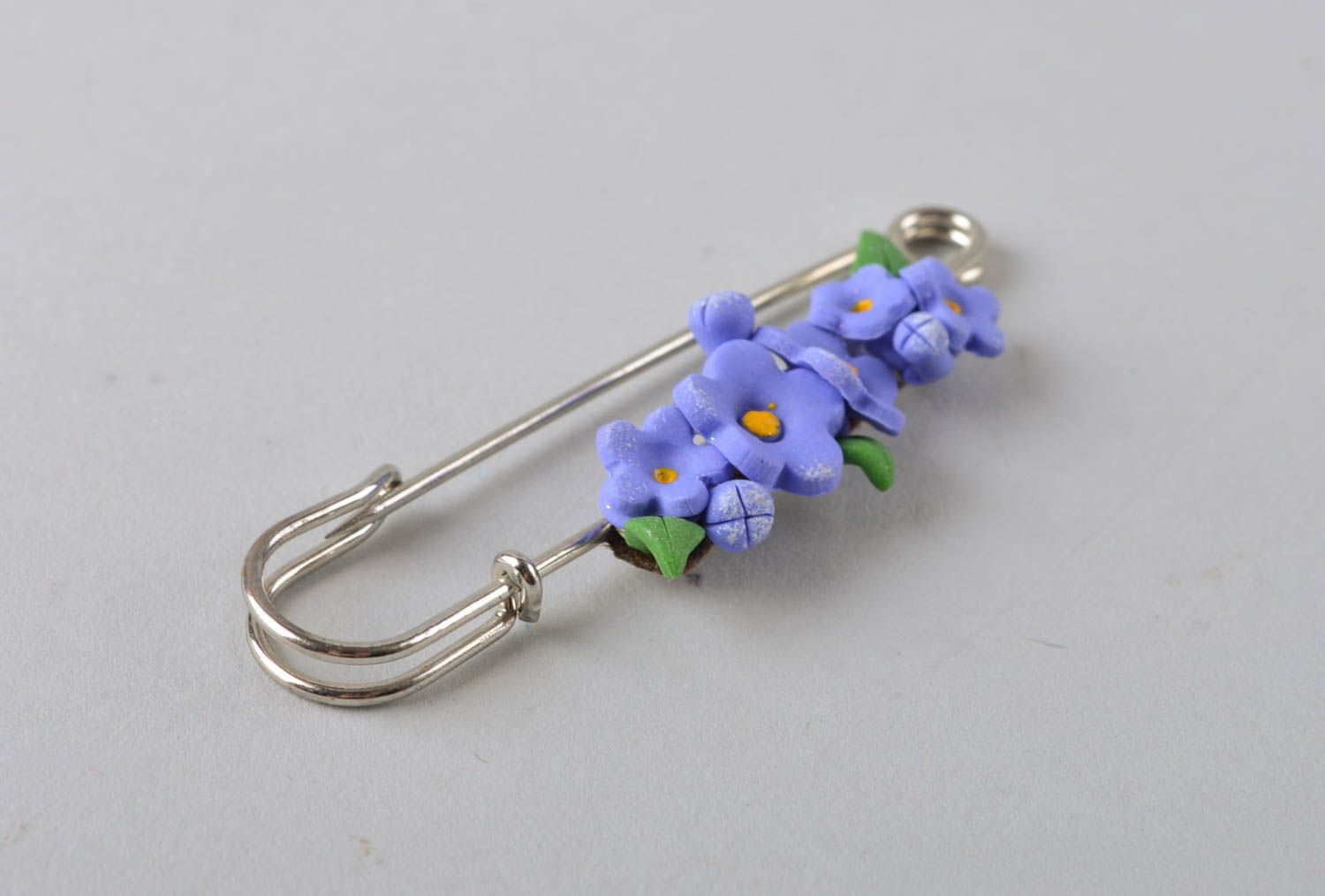 Handmade elegant flower brooch unusual brooch made of clay stylish jewelry photo 5