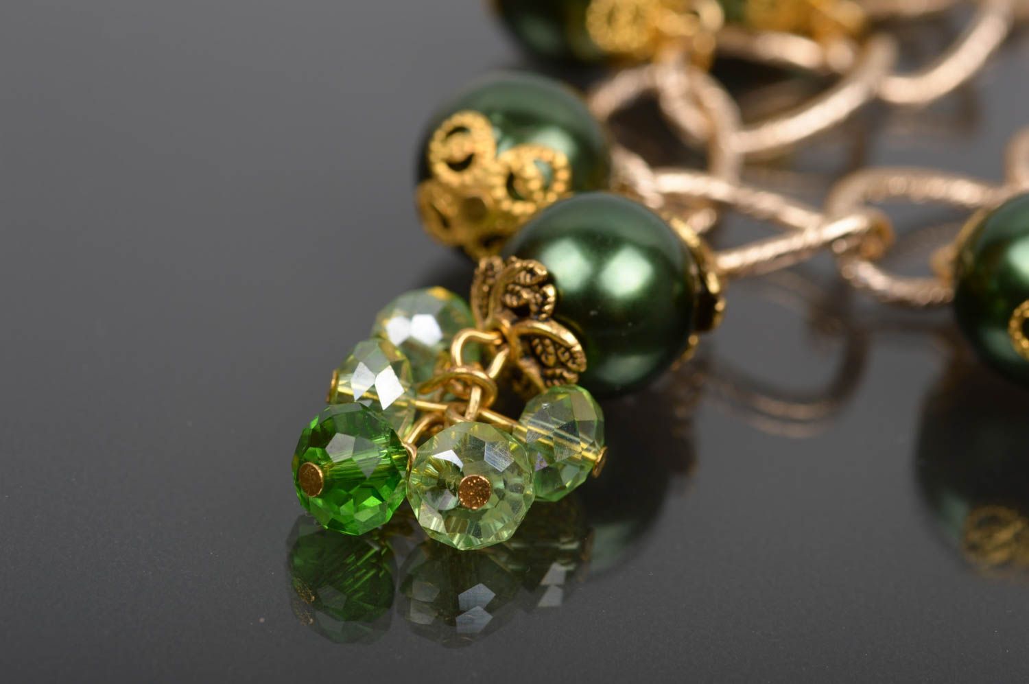 Collier chaîne perles plastiques Bijou fait main vert long original Cadeau femme photo 3