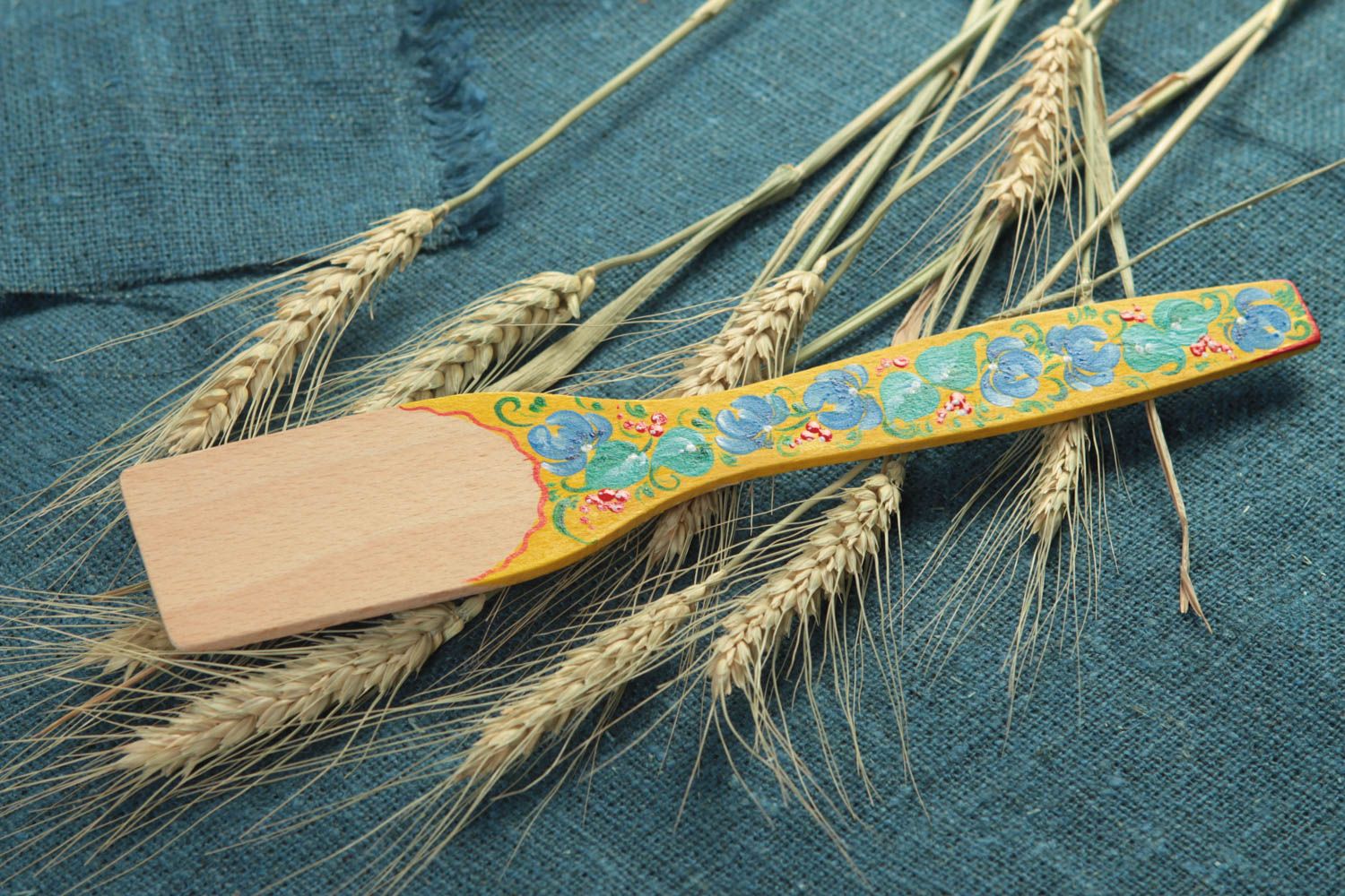 Handmade decorative wooden spatula unusual spatula with painting kitchen decor photo 1