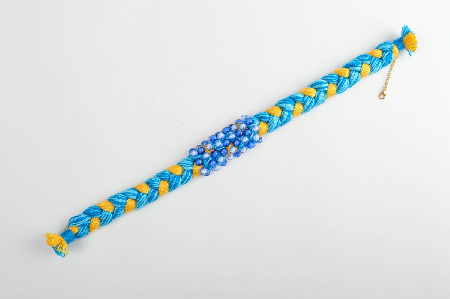 Handmade Damen Halskette Halsschmuck für Damen Schmuck Collier gelb und blau  foto 4