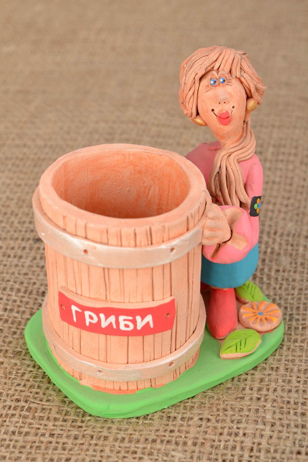 Ceramic pencil holder Cossack Woman photo 1