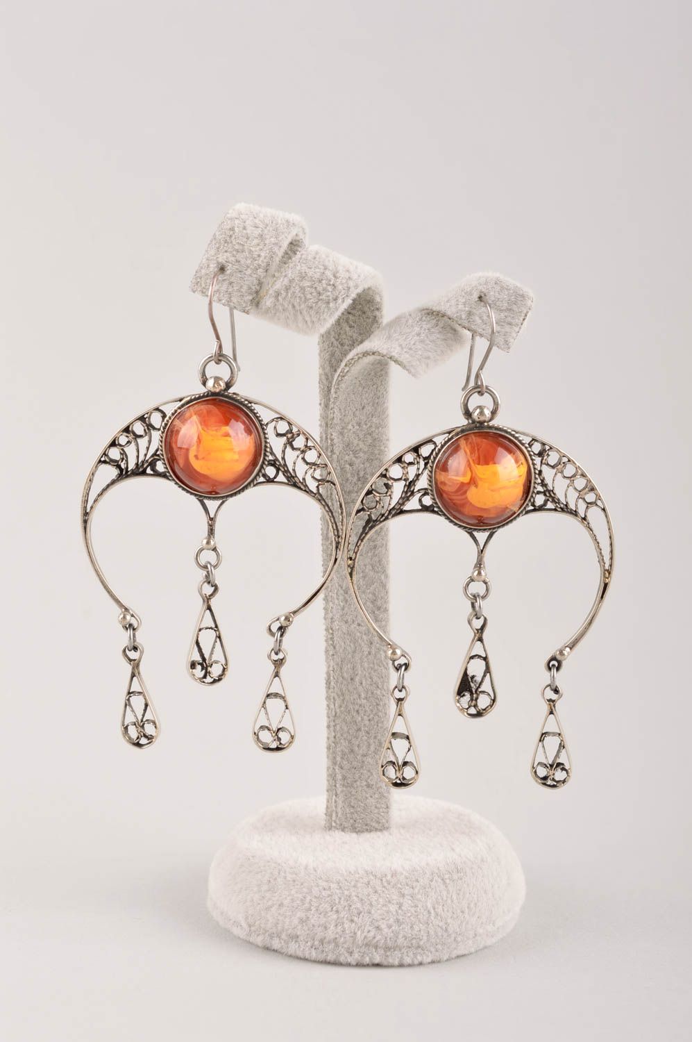 Elegant unusual accessories handmade stylish earrings beautiful jewelry photo 2