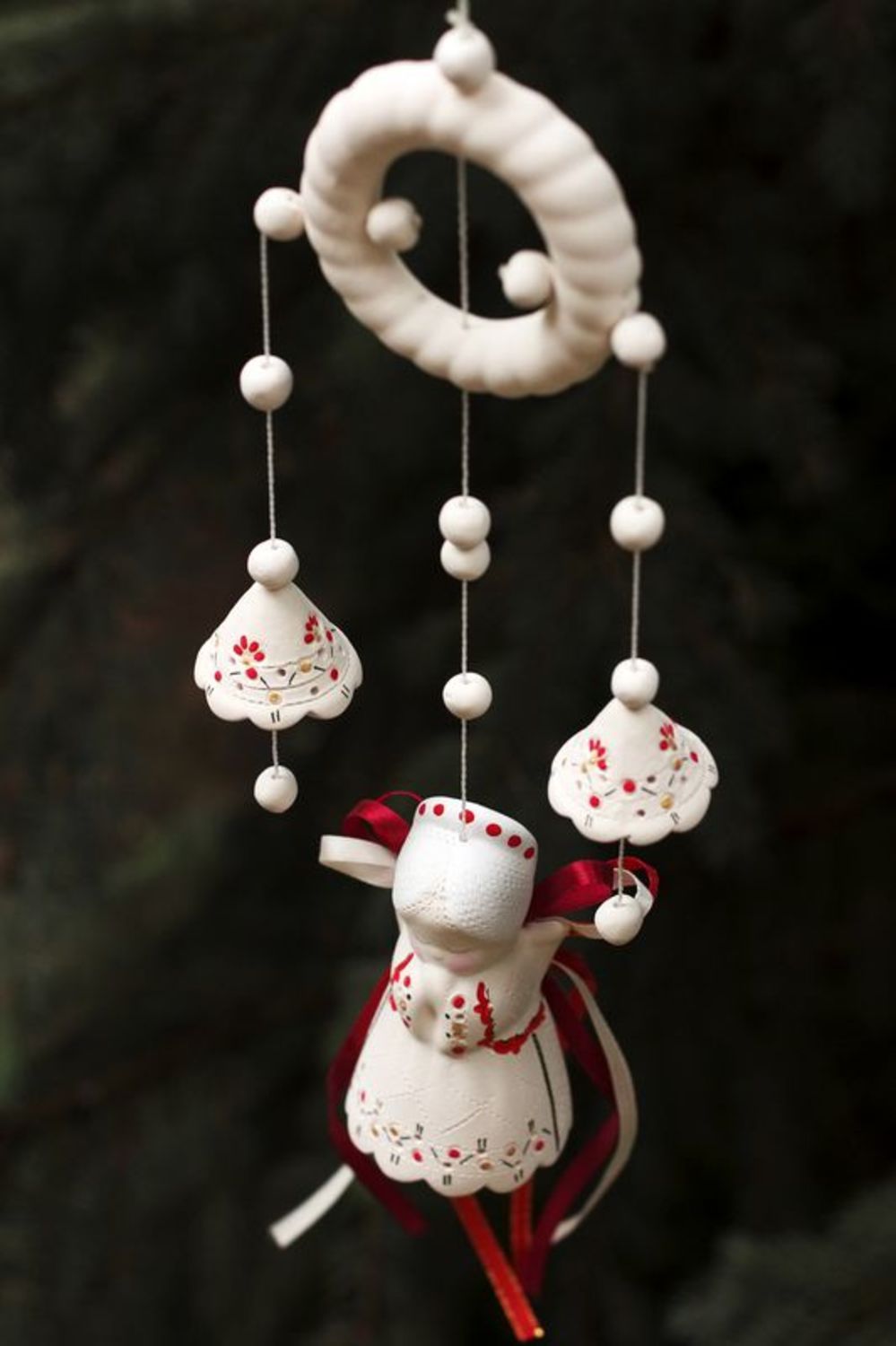 Campanelli d'autore in ceramica fatti a mano campanelle tenere bianche
 foto 5