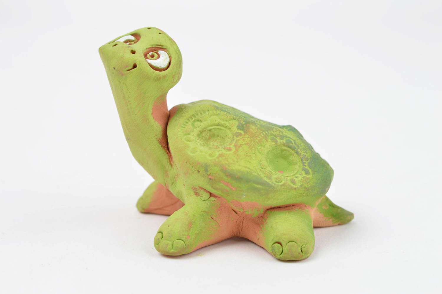 Figurine tortue faite main Statuette déco amusante en argile Petit cadeau photo 2