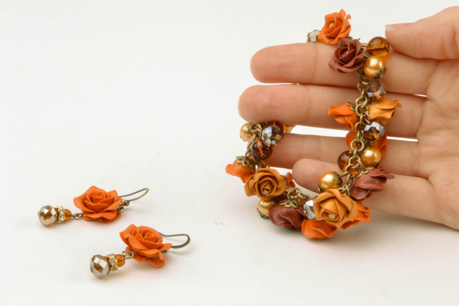 Homemade jewelry set Blossoming Terracotta photo 2
