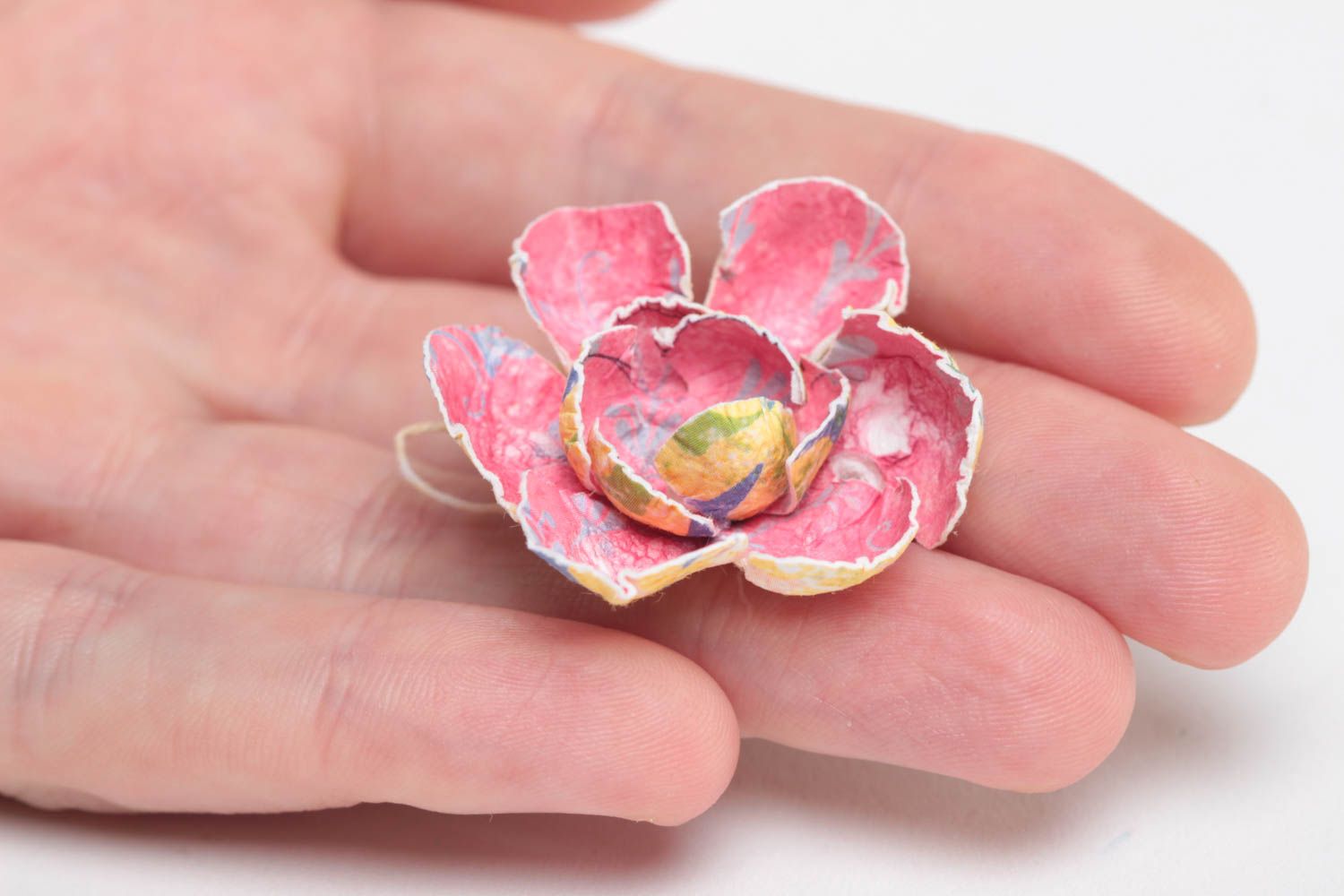 Handmade designer pink paper flower for scrapbooking creative work photo 5