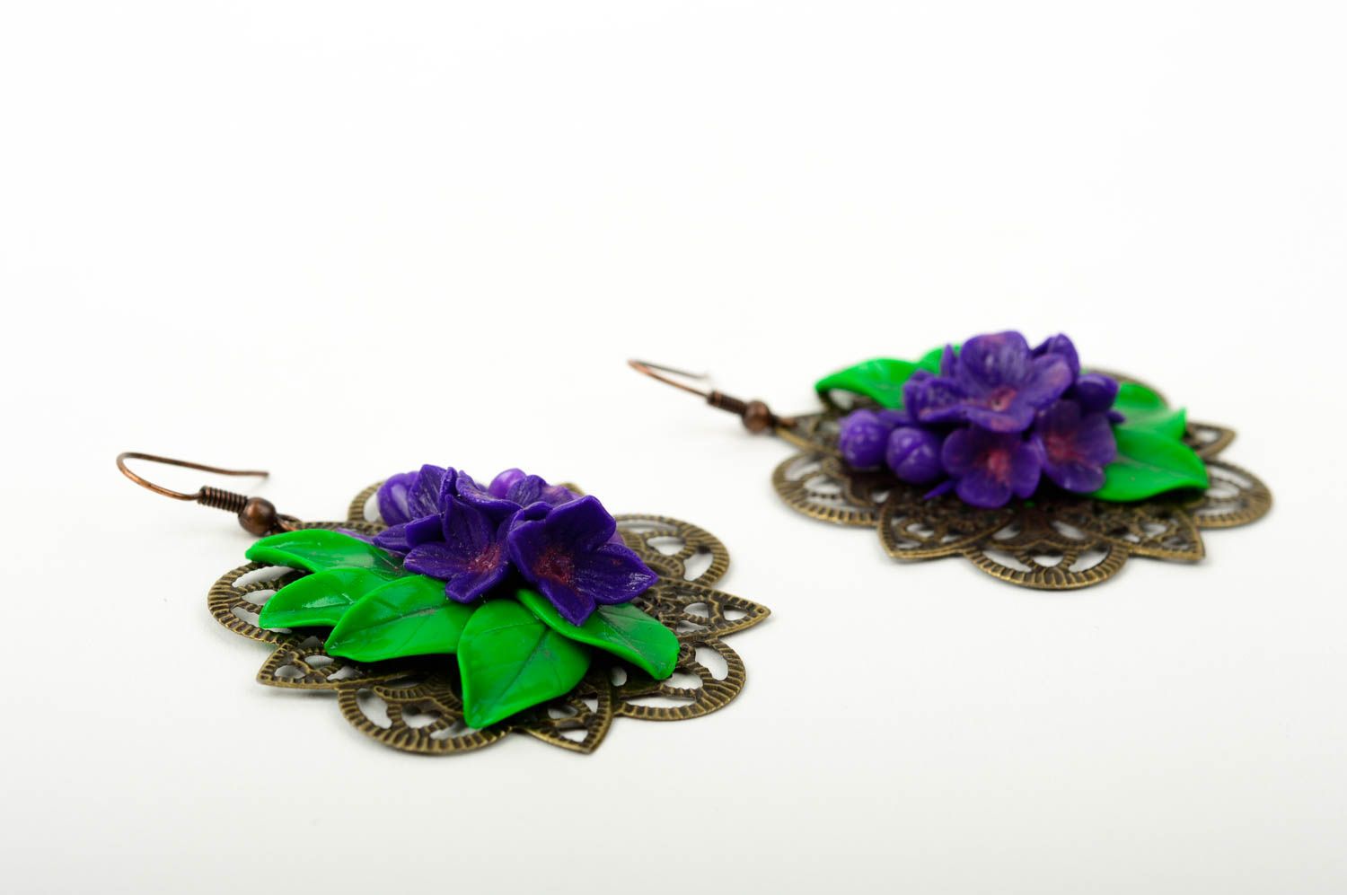 Handmade jewellery fashion earrings flower earrings polymer clay cool earrings photo 3