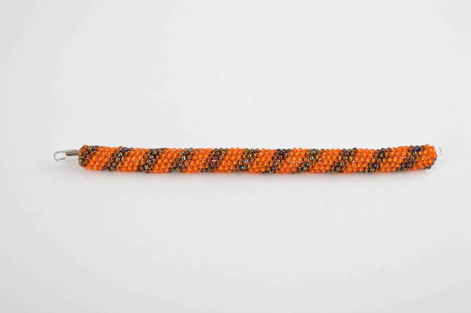 Браслет из бисера браслет ручной работы оранжевый плетеный модная бижутерия фото 5