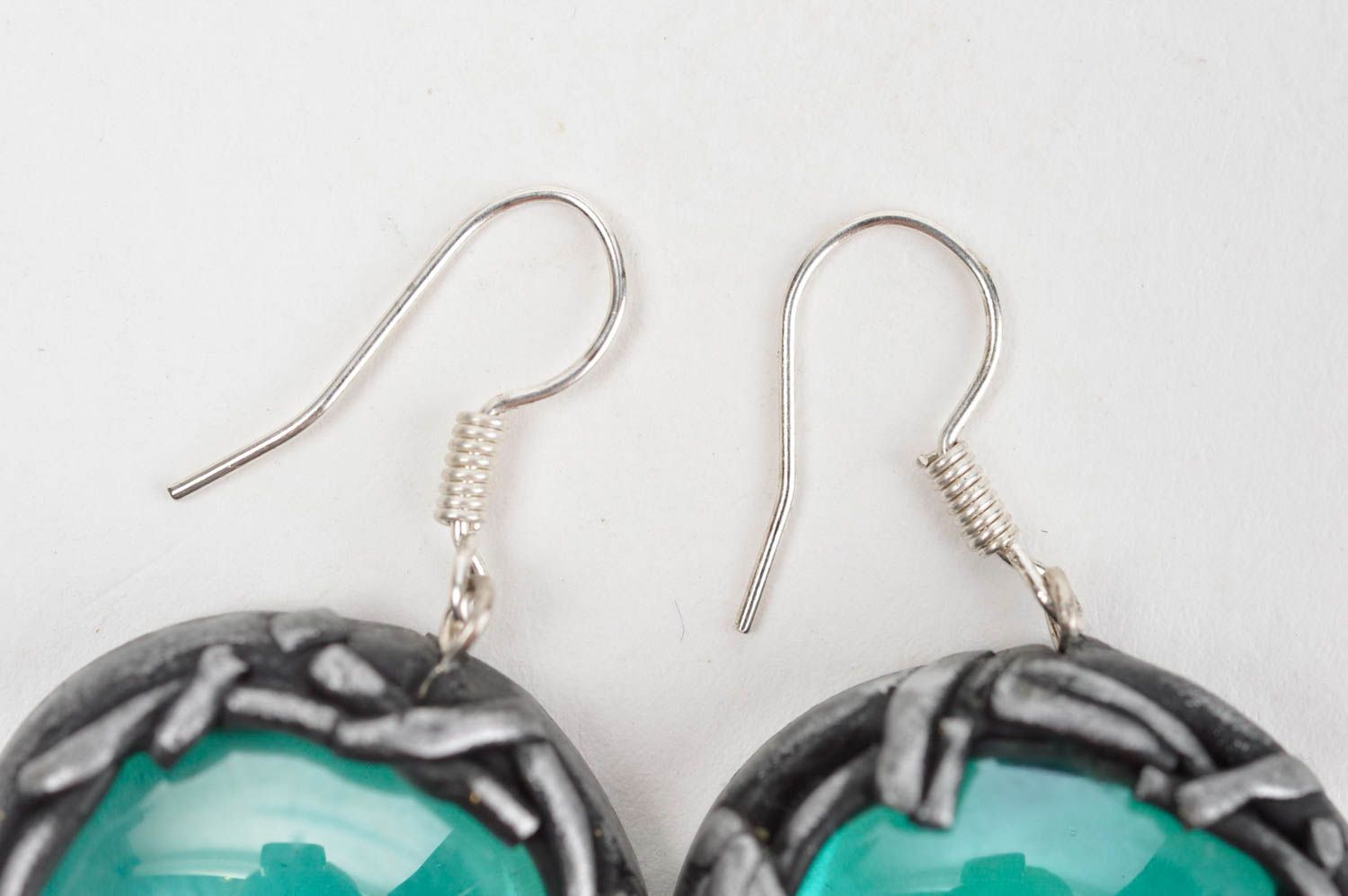 Handmade designer earrings stylish beautiful jewelry glass unusual accessories photo 4