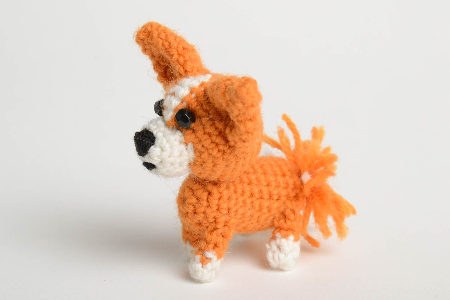 Handmade crocheted designer soft toy stylish dog unique present for children photo 4