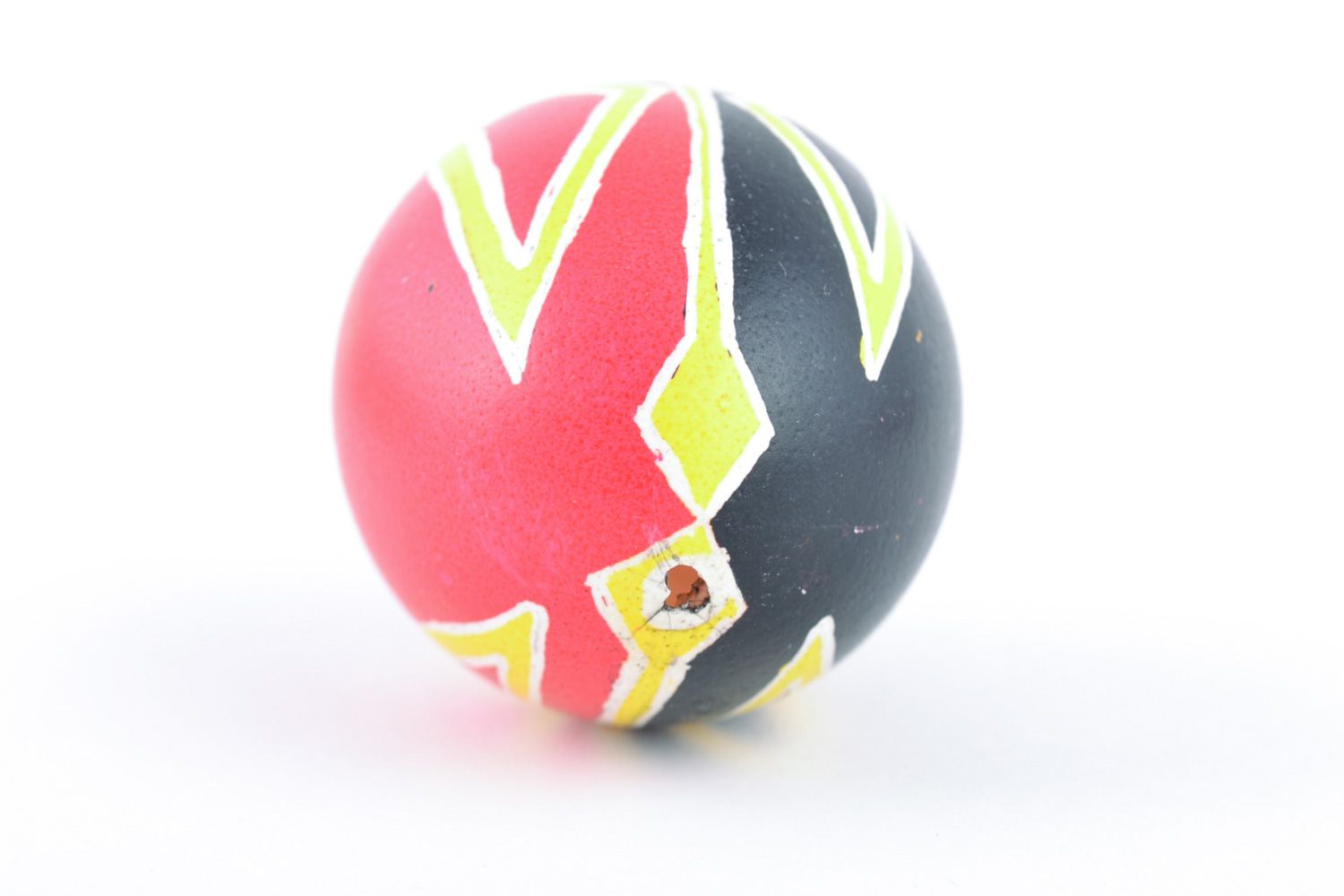 Handmade black and red Easter painted egg in Ukrainian style with Trident photo 5