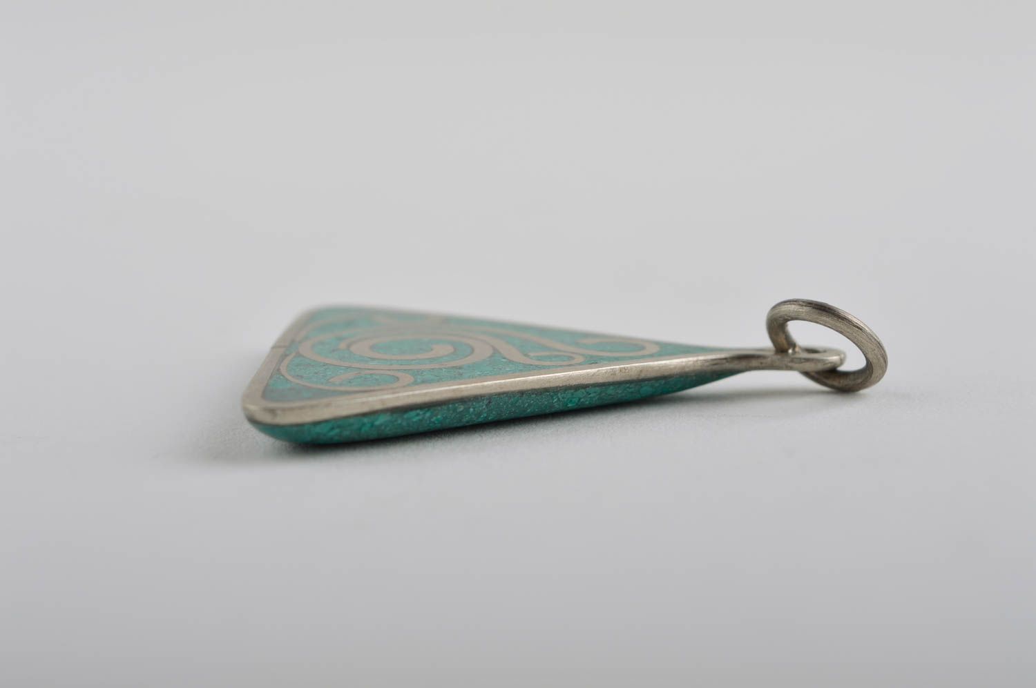 Pendentif en métal Bijou fait main mosaïque avec turquoise Accessoire femme photo 5