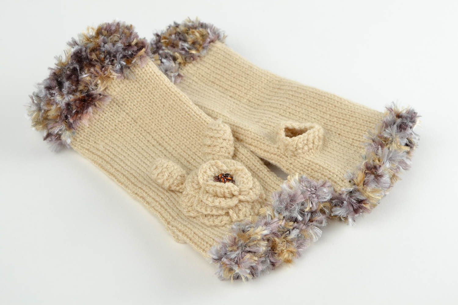 Mitaines tricot faites main Gants mitaines crochet laine Accessoire femme photo 3