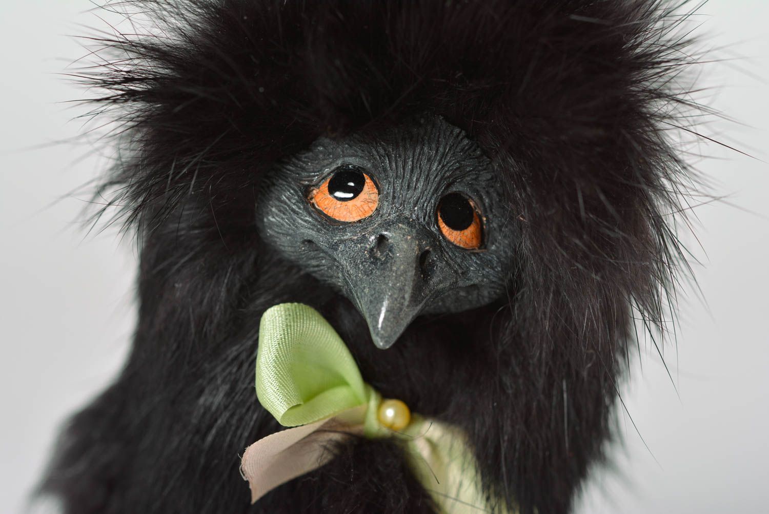 Интерьерная игрушка ворона игрушка ручной работы мягкая игрушка из меха фото 2