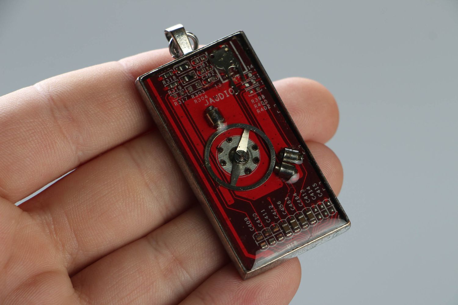Long cyberpunk pendant with microchip photo 4