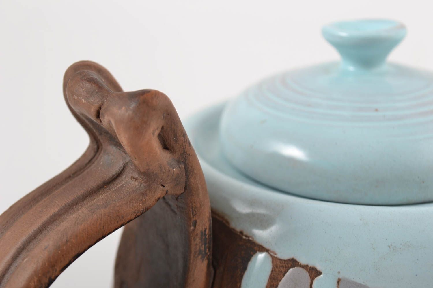 Tetera de cerámica hecha a mano de arcilla vajilla de barro regalo original foto 5