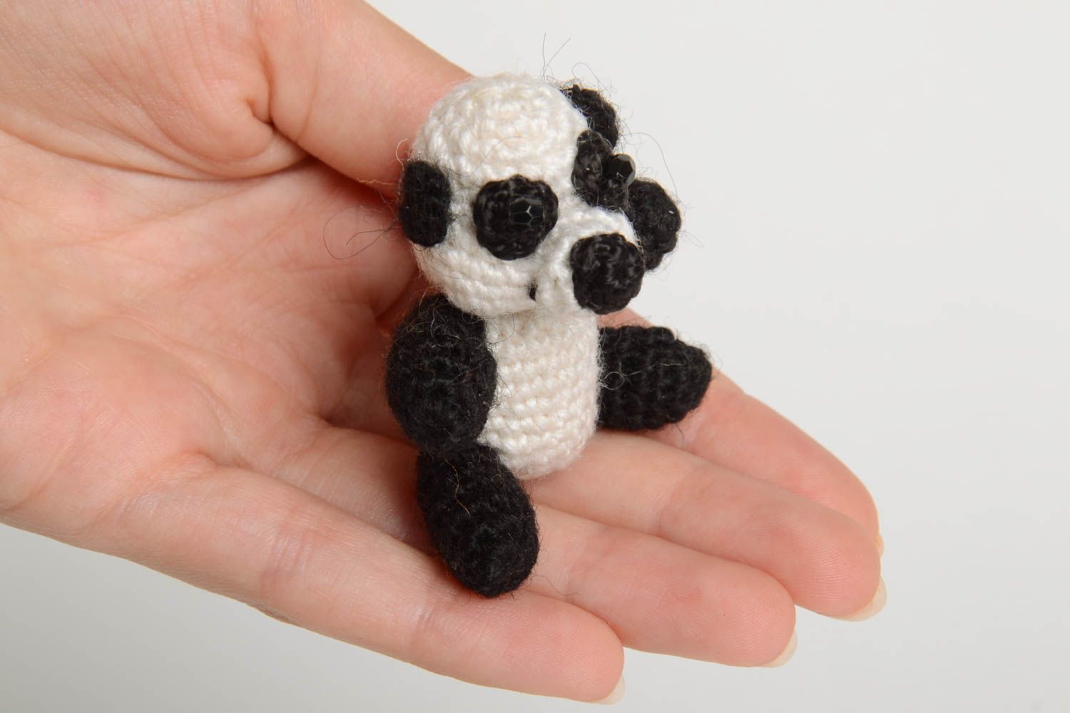 Handmade soft toy children crocheted toy designer panda toy textile toys photo 5