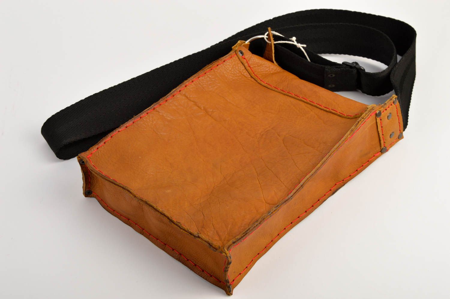 Handmade unisex leather bag unusual designer bag stylish accessory present photo 4