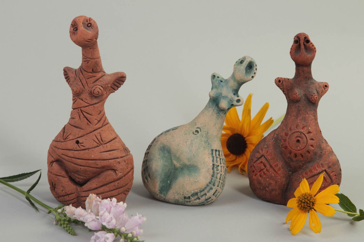 Handmade Figuren aus Ton Ethno Deko Designer Geschenk Set 3 Stück Venus foto 1