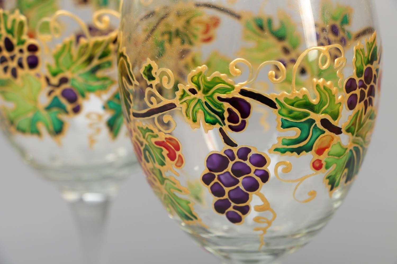 Праздничные бокалы стеклянные 4 штуки Виноградная лоза фото 2