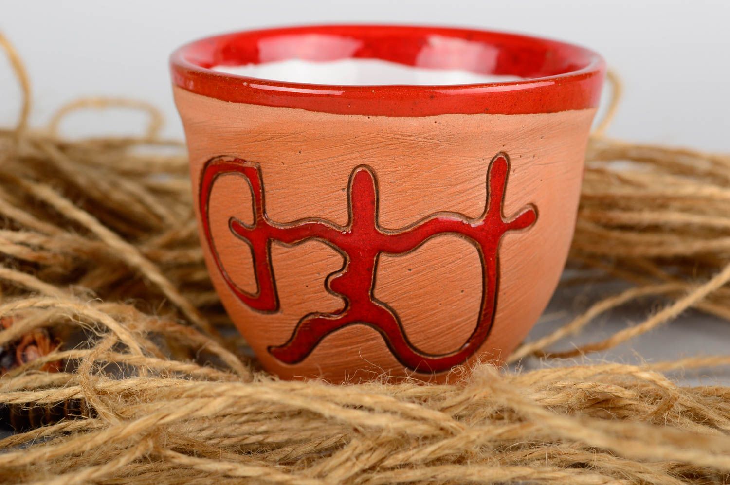 Taza de cerámica artesanal con ornamento utensilio de cocina regalo original foto 5