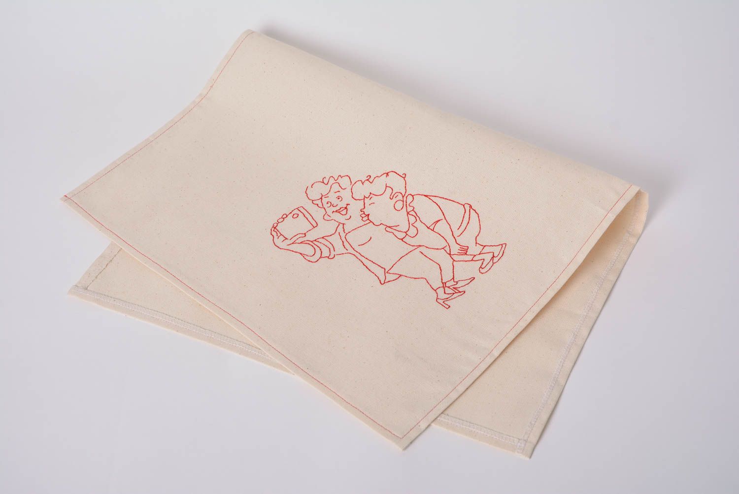 Оригинальное тканевое полотенце с ручной вышивкой из полульна хенд мейд фото 4