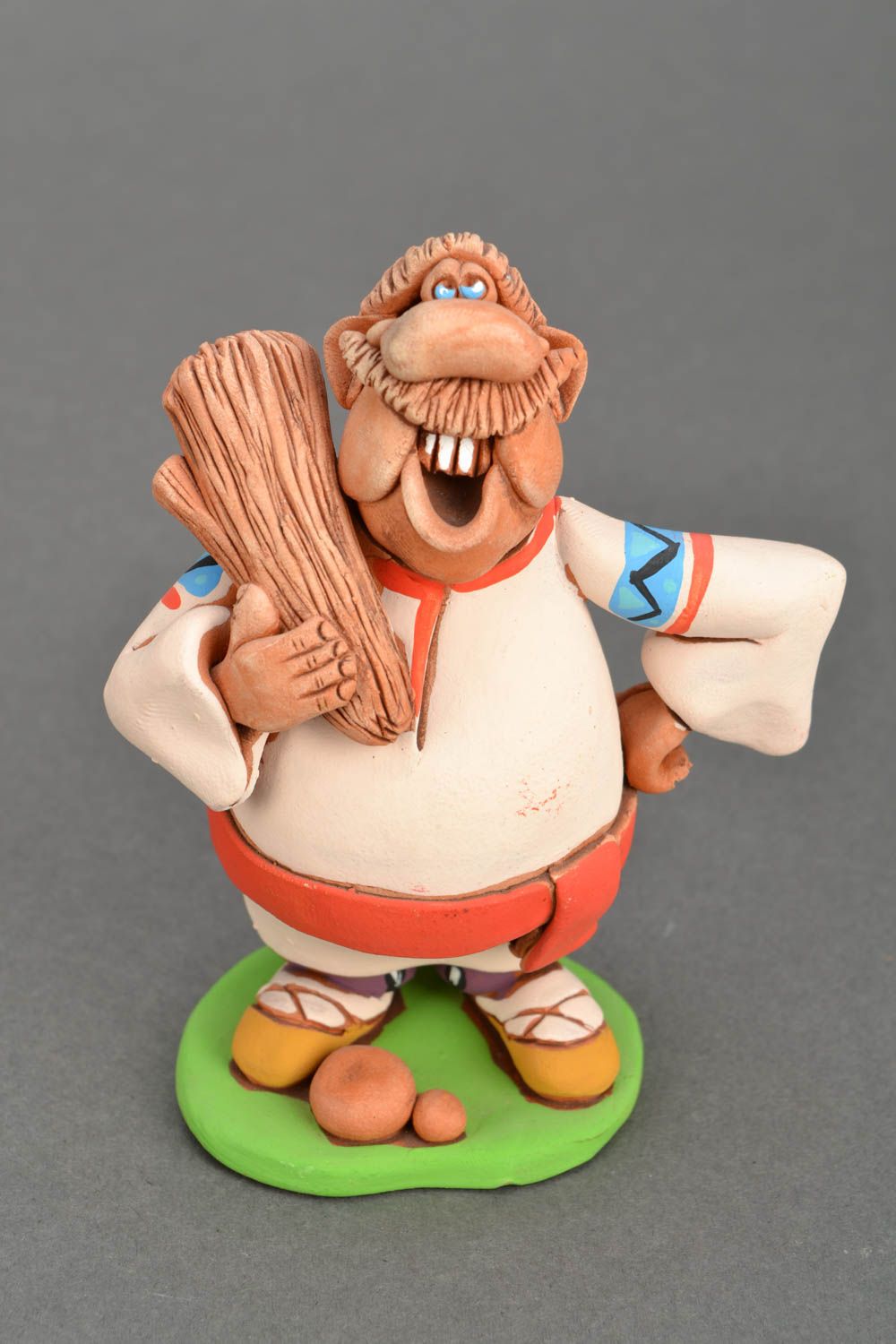 Handmade clay statuette Fat Man with Club photo 3