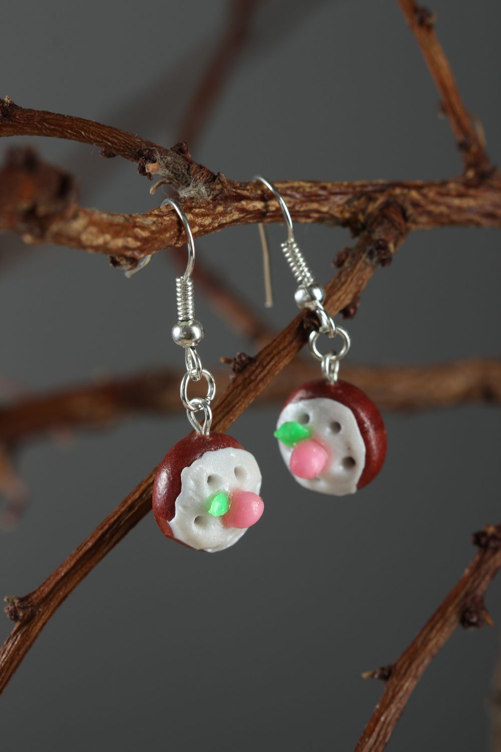 Stylish polymer clay earrings with charms handmade accessories for stylish girl photo 1