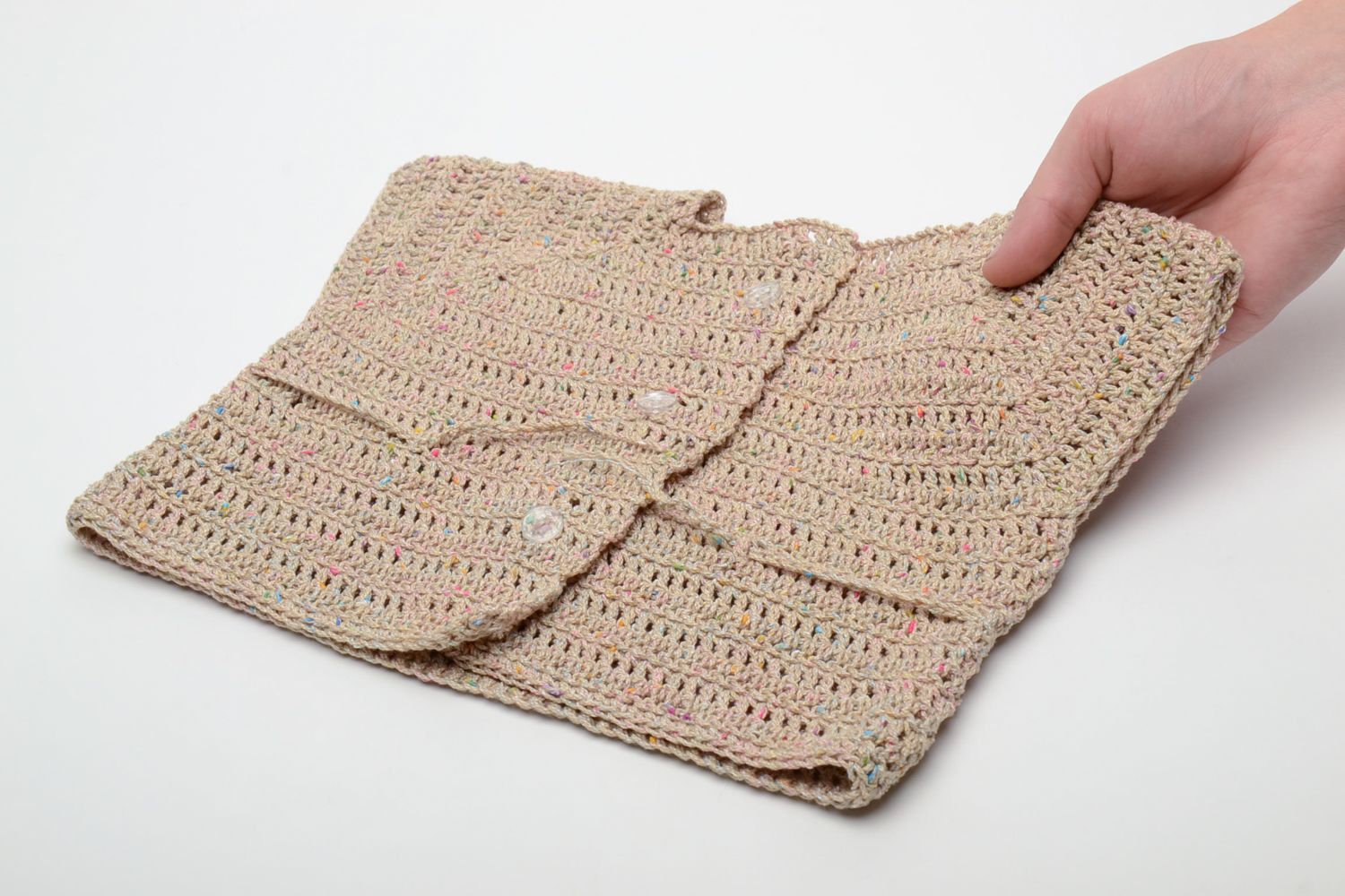 Beige crochet vest for child photo 4