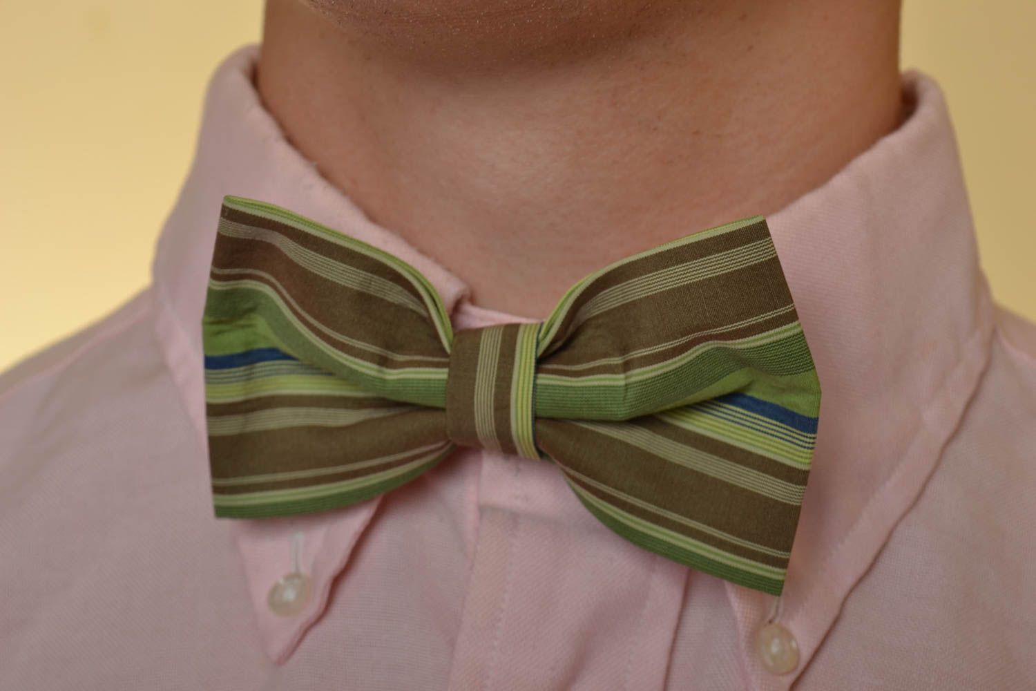 Beautiful striped homemade designer bow tie with adjustable strap photo 1
