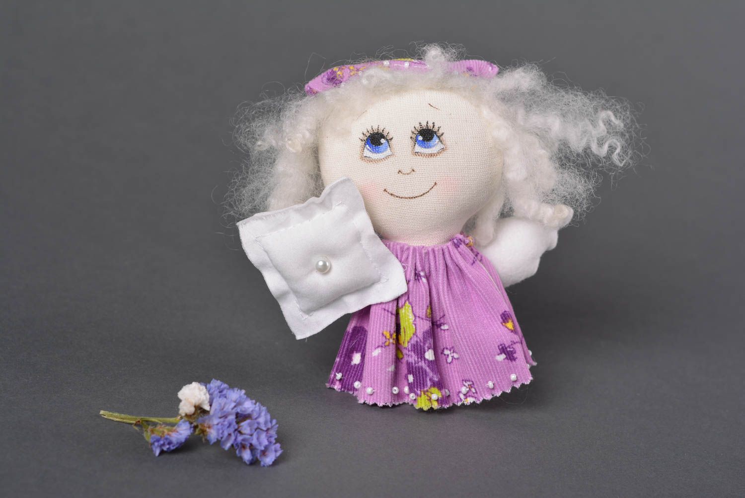 Кукла ручной работы кукла из ткани мягкая кукла кудрявая маленькая красивая фото 1