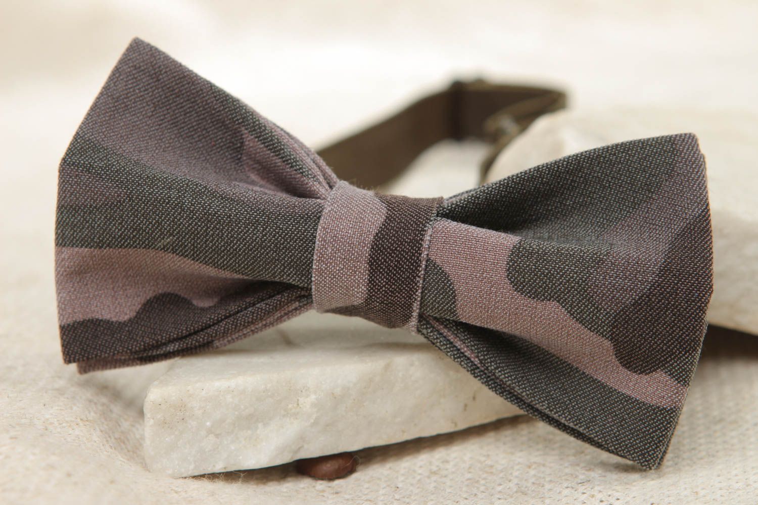Khaki fabric bow tie photo 5