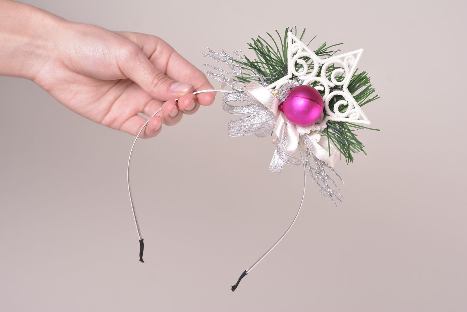 Handmade designer accessory cute hairband for New Year unusual hairband photo 2