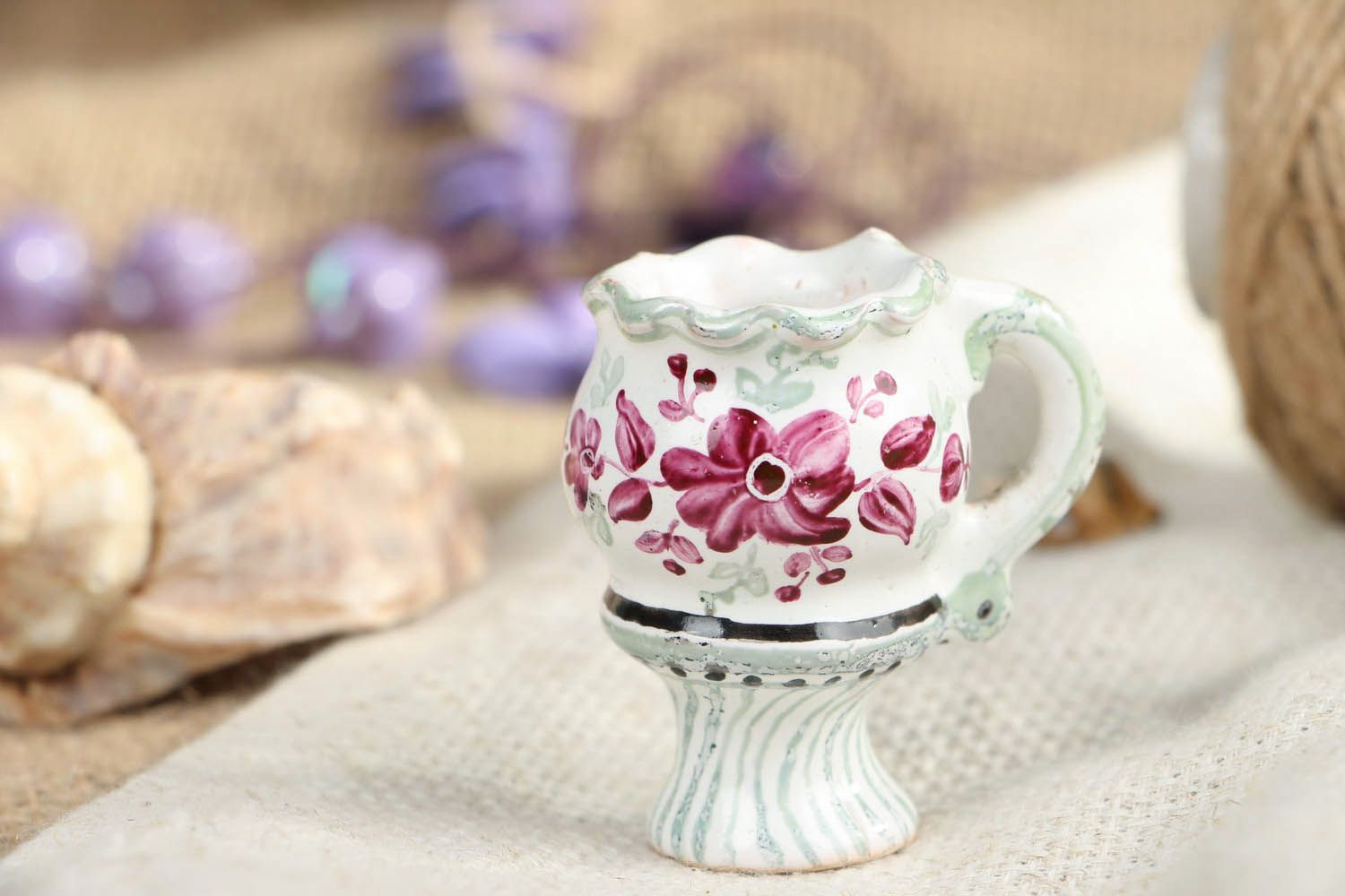Little 2 inches ceramic floral design porcelain décor vase 0,07 lb photo 5