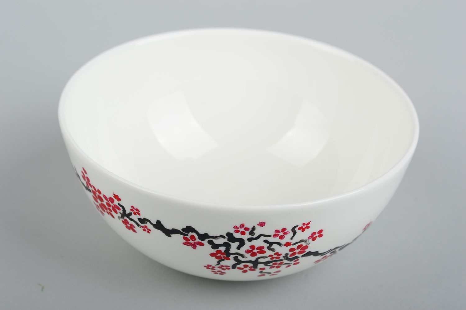 Bol blanc Saladier céramique fait main Vaisselle design original peinture fleurs photo 4