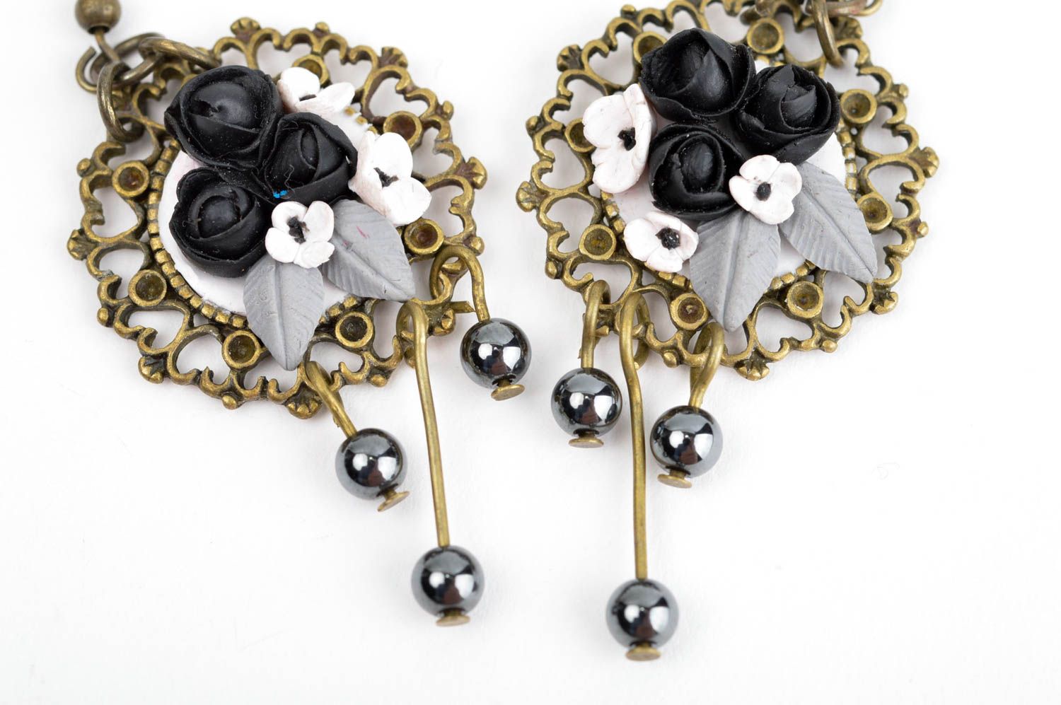 Handmade Ohrringe Polymer Schmuck Geschenk für Frauen mit Blumen modisch foto 5
