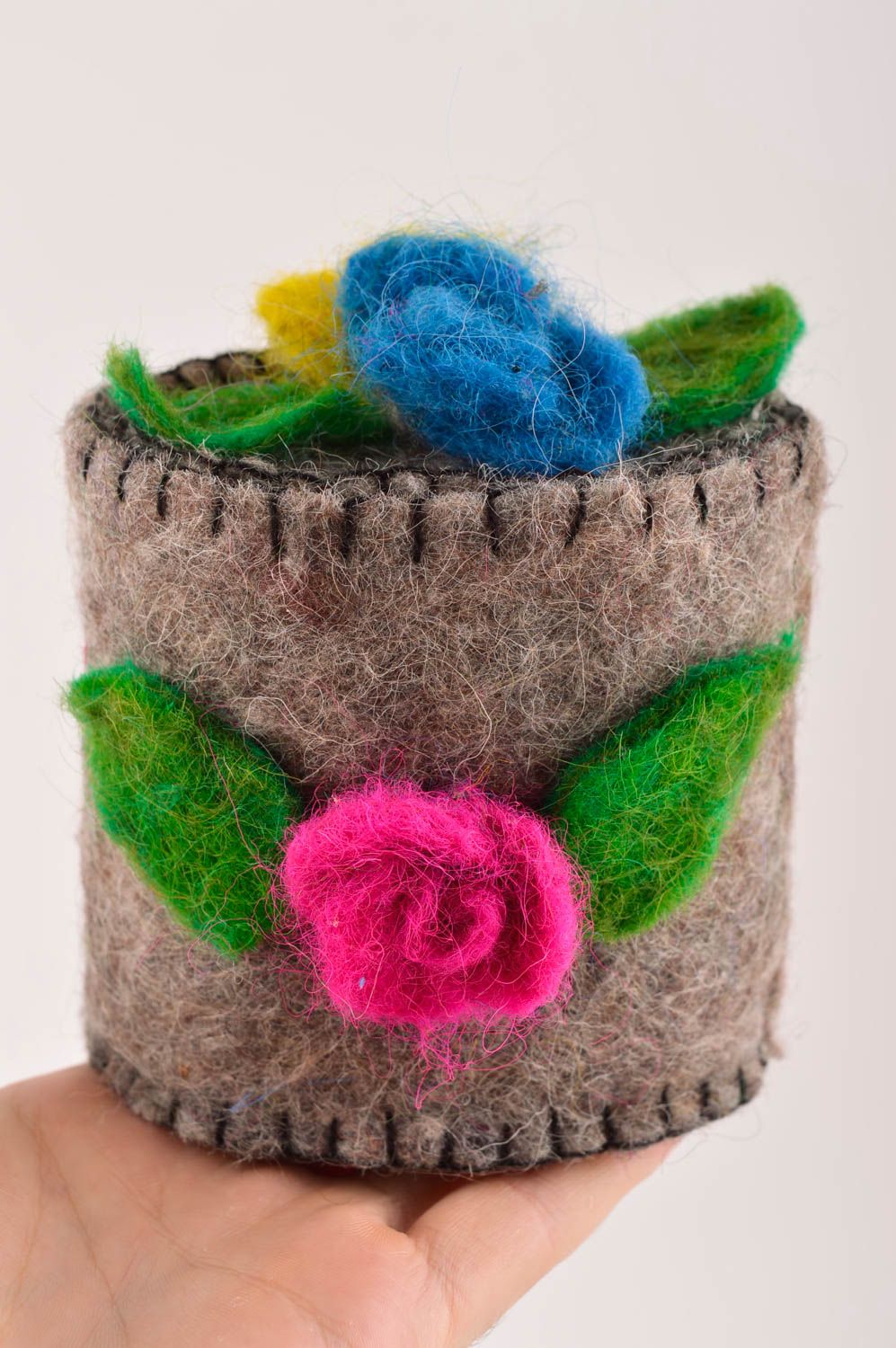 Joyero hecho a mano de lana natural elemento decorativo accesorio para mujer foto 5